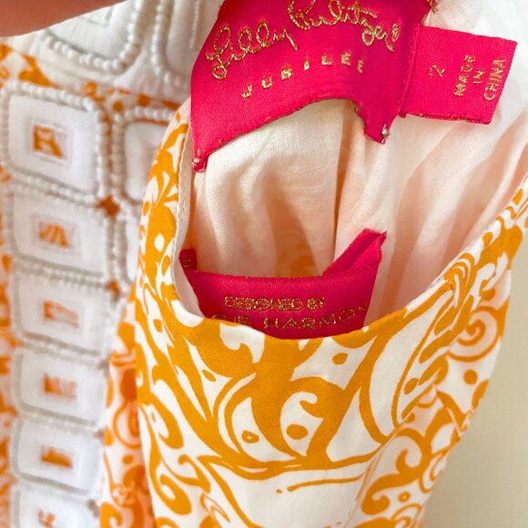 Lilly Pulitzer Embroidered Orange Shift Dress, Size 2 - Picture 5 of 6